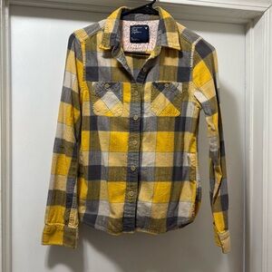 American Eagle yellow and gray flannel